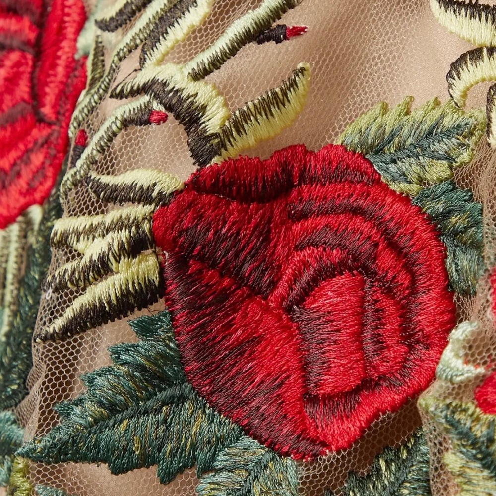Floral Embroidered High Neck Mini Dress, (NOT Oscar de la Renta), Luxury Mini - Picture 10 of 14